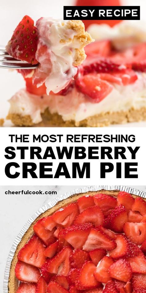 Strawberry Lush Dessert Golden Oreos, No Bake Strawberry Pie, Filled Strawberry, Easy Strawberry Pie Recipe, Fresh Strawberry Desserts, Baked Strawberry Pie, Strawberry Cream Pie, Easy Strawberry Pie, Pizza Pies