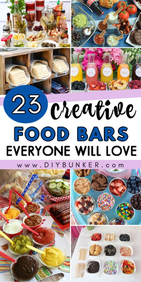 Food Bars, Food Bar Ideas, Party Food Bars, Party Food Bar, Anniversaire Diy, Food Bar, Party Food Buffet, Charcuterie Inspiration, Food Stations