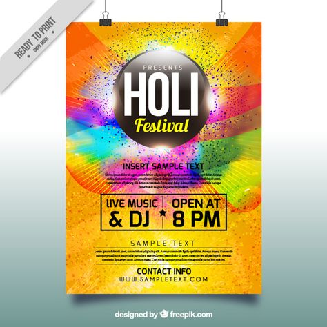 Colorful party poster for holi festival Free Vector Banners, Holi Vector, Holi Poster, Info Design, Holi Festival, Party Poster, Colorful Party, Big Fish, Free Vector