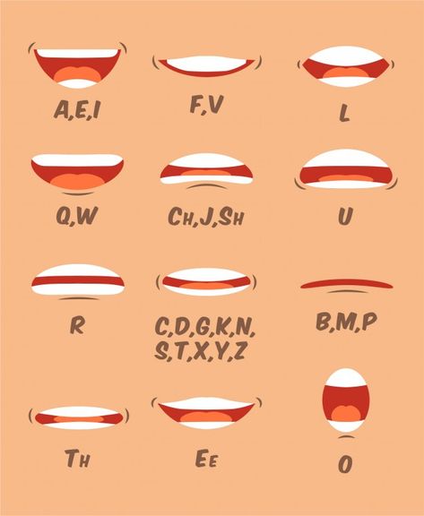 Lip and tongue sync set for animation an... | Premium Vector #Freepik #vector #education #character #cartoon #comic Experimental Character Design, Lips Sync Animation, Lipsync Animation Reference, Cartoon Mouth Lip Sync, Animation Character Ideas, Educational Sounds Anime, Easy Animation Ideas, Animation Tips For Beginners, Ideas For Animation