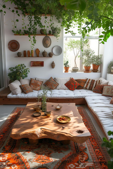 40 Beautiful Boho Living Room Ideas to Transform Your Home Boho Garden Room Ideas, Boho Sitting Room, Relaxing Living Rooms, Boho Houses, Homes With Character, Cozy Living Room Inspiration, Boho Living Room Ideas, Boho Space, Boho Interior Design