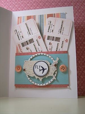 Custom travel surprise for an birthday card. With custom personalized mini boarding passes. Made for a co-worker who is surprising his wife with a trip to San Francisco for her birthday. www.madcapfrenzy.blogspot.com Surprise Travel Gift Ideas, Vacation Board, Couple Scrapbook, Surprise Vacation, Travel Scrapbook Pages, Travel Journal Scrapbook, Travel Card, Boarding Passes, Vacation Scrapbook