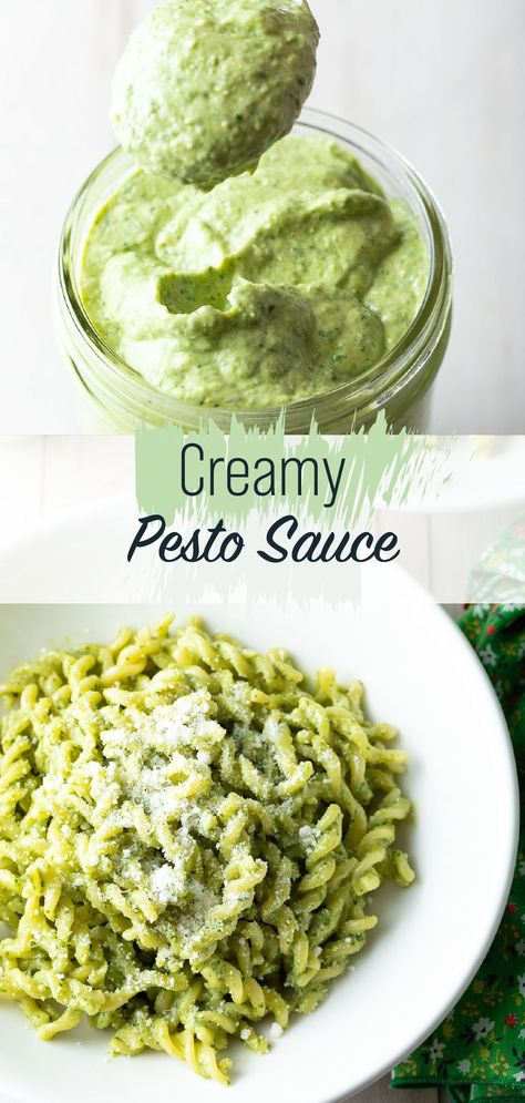 Quick Pesto Sauce, Yogurt Pesto Sauce, Cream Cheese Pesto Sauce, Spaghetti With Pesto Sauce Recipe, Essen, White Pesto Sauce, Pesto Recipe Creamy, Best Homemade Pesto Recipe, Healthy Creamy Pesto Sauce