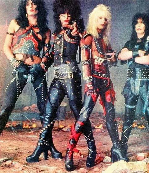 Motely Crue was a little more in the 1970s vein during their glam years, but people still forget how much more feminine their early years were. L to R: Nikki Sixx (bass), Tommy Lee (drums), Vince Neil (lead vocals), Mick Mars (lead guitar). Tumblr, 80s Hair Metal, Shout At The Devil, Hair Metal Bands, Motley Crüe, 80s Hair Bands, Hair Metal, 80s Rock, Oc Inspo