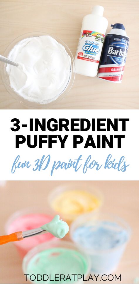 Puffy Paint Crafts, Puffy Paint Recipe, December Preschool, Diy Puffy Paint, Homeschooling Activities, Button Projects, Paint Recipe, Toddler Painting, Kid Snacks