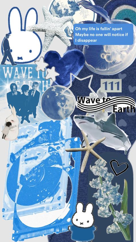 #wavetoearth #blue Pac E Mike, Reka Bentuk Grafik, Wave To Earth, Cute Home Screen Wallpaper, Cute Home Screens, Bg Design, Cute Blue Wallpaper, Wallpaper Doodle, Y2k Wallpaper