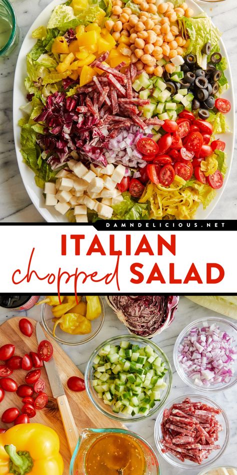 Looking for springtime dinner ideas? This chopped salad recipe is an easy spring meal! Not only is chopped Italian salad colorful and vibrant, but it also tastes so good from a red wine dressing! Italian Chopped Salad, Chopped Salad Recipes, Red Wine Vinaigrette, Fresh Salad Recipes, Spring Dinner, Salad Pasta, Best Salad Recipes, Italian Salad, Spring Salad