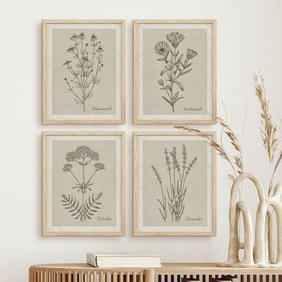 Plant Collage, Collage Wall Decor, Kitchen Classroom, Apartment Bar, Wildflower Wall, Gallery Wall Art Prints, Wall Art Set Of 4, Botanical Floral Prints, Wall Collage Decor