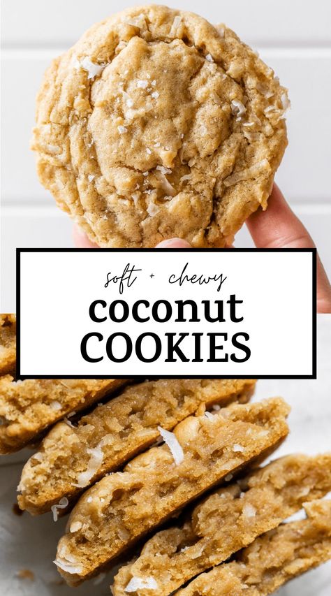 Brown Butter Coconut Cookies, Coconut Almond Oatmeal Cookies, Coconut And Oats Cookies, Easy Healthy Coconut Desserts, Vegan Cookies With Coconut Oil, Coconut Flake Cookies, Recipes Using Coconut Flakes, Coconut Oat Cookies, Dessert With Coconut Flakes