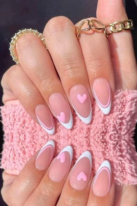 Romantic Nails, Round Nail Designs, Sunflower Nails, Valentine Nail Art, Manicure Inspiration, Nail Designs Valentines, Round Nails, Manicure Kit, Nails Pink