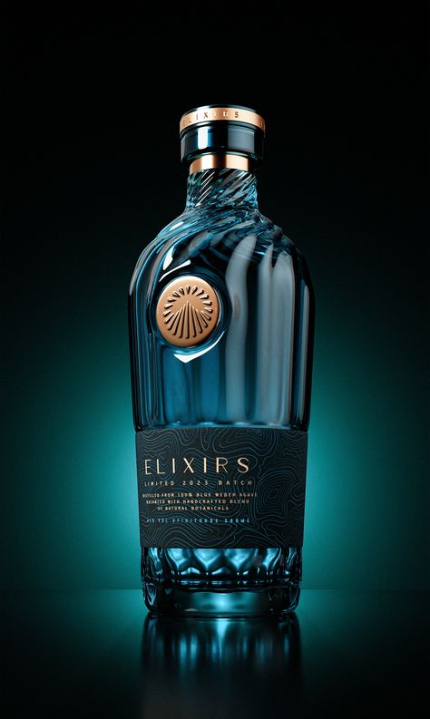 Elixirs - 3D Render на Behance Spirits Bottle Design, Whiskey Packaging, Vodka Labels, Brandy Bottle, Product Visualization, Wine Bottle Design, Best Fragrance For Men, Bottle Design Packaging, Alcohol Packaging