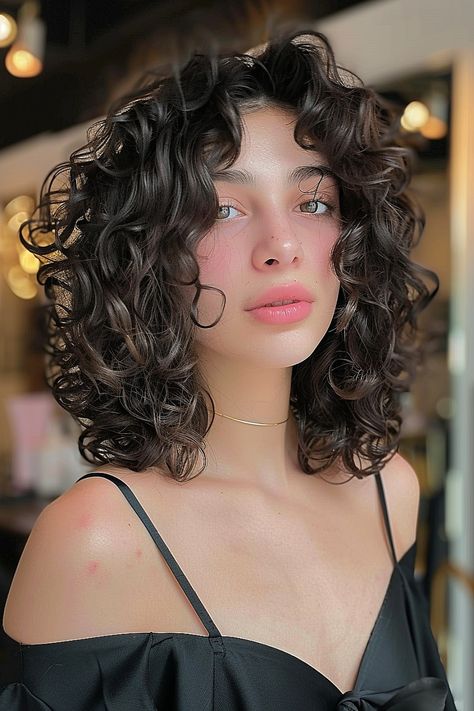 Best Layered Curly Haircuts of 2024 Bangs Haircut For Curly Hair, Layered Haircut Curly Hair Medium, Haircut Layers Curly Hair, Curly Cut Inspo Pics, Layers On Curly Hair Short, Curly Haircuts Inspiration, Curly Shag Haircut Shoulder Length, Short Butterfly Haircut Curly, Loose Curl Haircut