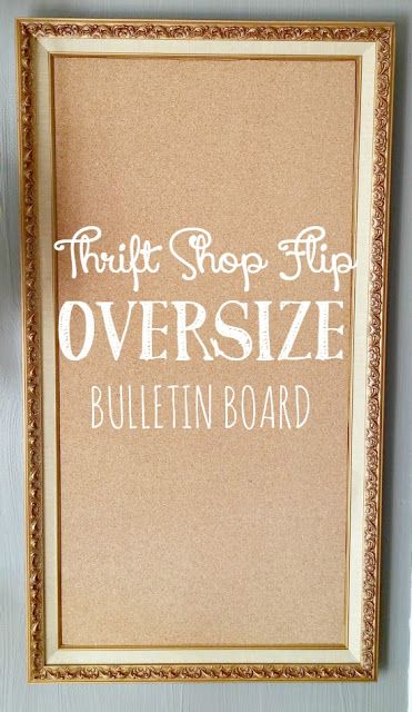 Thrift Shop Flip - Oversized Bulletin Board Picture Frame Bulletin Board, Upcycle Bulletin Board, Bulletin Board Ideas For Work Offices Diy, Large Framed Bulletin Board, Craft Room Bulletin Board Ideas, Pretty Cork Board, How To Make A Bulletin Board Diy, Large Cork Board Ideas, Home Office Notice Board