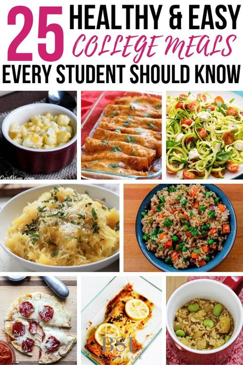 College Dinners, Healthy College Meals, Dorm Food, College Cooking, Healthy College, Easy College Meals, Sophia Lee, Student Recipes, College Meals