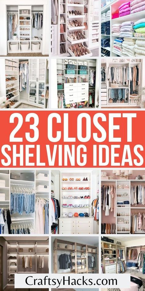 Organisation, Closet Shelving Ideas, Closet Storage Ideas, Small Master Closet, Organizing Walk In Closet, Deep Closet, Robe Diy, Master Closet Design, Pipe Shelving