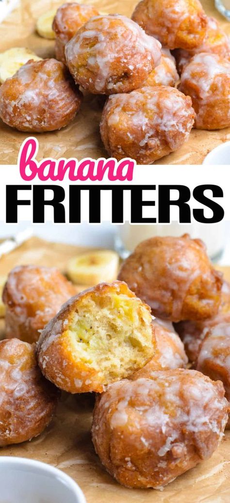 Banana Fritters, Banana Dessert Recipes, Breakfast Sweets, Banana Dessert, Fritter Recipes, Banana Recipes, 140 Pounds, Donut Recipes, Breakfast Treats