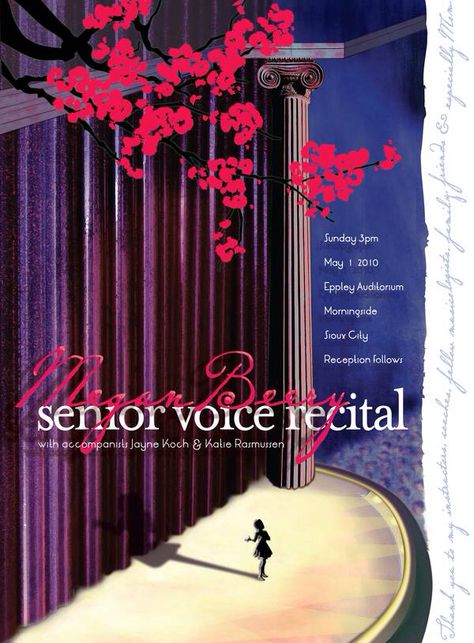 Senior voice recital poster Music, Recital Poster, Senior Recital, Program Ideas, Poster Ideas, May 1, Album Covers, The Voice, Concert