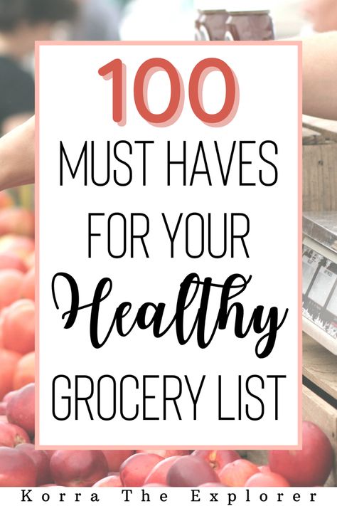 100 must haves for your healthy grocery list! Healthy grocery shopping list. Grocery shopping ideas for healthy eating! Healthy Grocery Lists, Low Calorie Popcorn, Grocery List Healthy, Low Calorie Cheese, Meal Prep Grocery List, Tofu Protein, Coconut Water Drinks, Low Calorie Ice Cream, Healthy Grocery Shopping