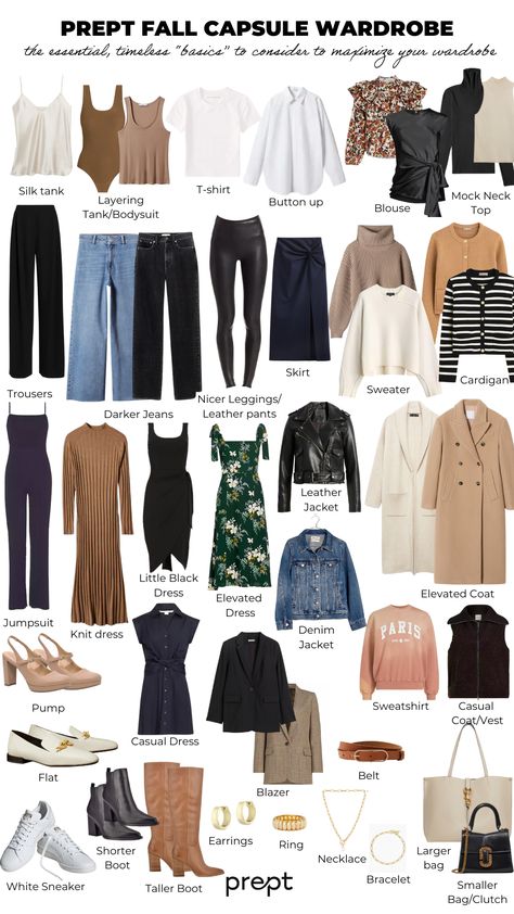 Prept Fall/Winter 2023 Capsule Wardrobe Prept Capsule Wardrobe, Build Wardrobe Women, Essential Winter Wardrobe Pieces, Staple Winter Wardrobe Pieces, Early Fall Capsule Wardrobe, Capsule Wardrobe For Beginners, Timeless Wardrobe Capsule, Basic Essential Wardrobe, Winter Wardrobe 2023