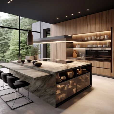 Modern Architecture Kitchen, Luxury Home Kitchen, Modern Luxury Kitchen Design, Modern Kitchen Open, Modern Luxury Kitchen, تصميم داخلي فاخر, Simple Kitchen Design, Kitchens Luxury, Dream Kitchens Design