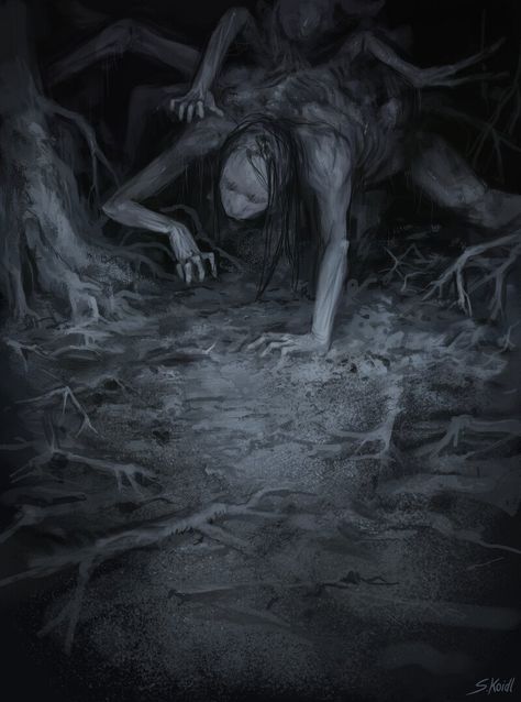 ArtStation - Creepy paintings 5 Creepy Paintings, Nightmares Art, Creepy Drawings, Creepy Monster, Creepy Images, Creepy Horror, Horror Monsters, Cosmic Horror, 다크 판타지