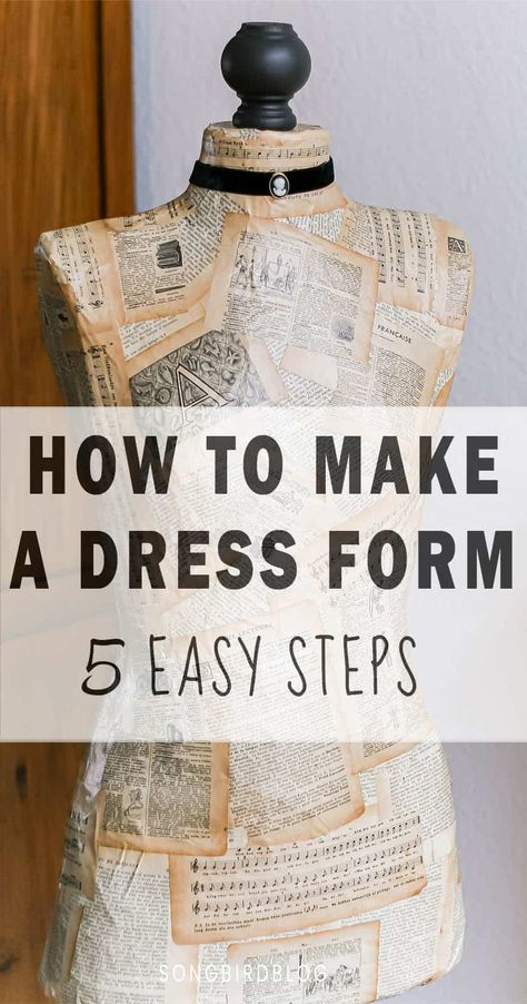 Make your own dress form with this simple tutorial. Lots of tips for making a duct tape mannequin yourself. It is way easier than you think! How To Use A Mannequin For Sewing, Mannequin Sewing Pattern, Couture, How To Make A Body Form For Sewing, Halloween Dress Form Ideas, Manniquine Diy, Diy Sewing Dress Form, How To Make A Custom Dress Form, Making A Dress Form Diy