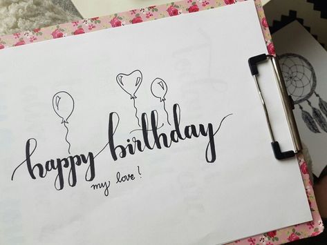 Birthday Card Typography, Happy Birthday Brush Lettering, Happy Birthday Lettering Fonts, Brush Lettering Happy Birthday, Happy Birthday Schrift, Happy Birthday Caligraphy, Happy Birthday Fonts, Lettering Happy Birthday, Happy Birthday Hand Lettering