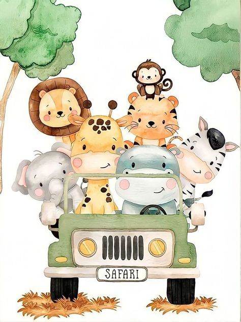 Safari Animal Cutouts, Safari Baby Shower Cake, Safari Baby Shower Boy, Safari Animals Birthday, Safari Baby Animals, Idee Babyshower, Diy Dekor, Baby Animal Drawings, Safari Theme Birthday