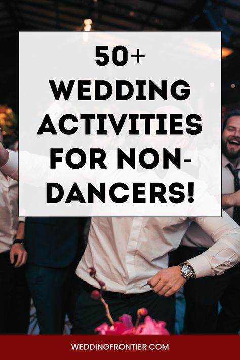 Engage and delight your wedding guests with a roster of over 50 alternative activities that don’t involve dancing. From laughter-inducing games to sweet, sentimental moments, craft a celebration like no other! #UniqueWedding #NoDanceRequired #WeddingActivities Wedding Games For Small Wedding, Games For A Wedding Reception, Games For Guests At Wedding, Fun Reception Ideas Entertainment Wedding Activities, Things To Do At Wedding Reception Fun, Cool Wedding Activities, Wedding After Party Games, Table Games For Wedding Reception, Wedding Reception Fun Activities