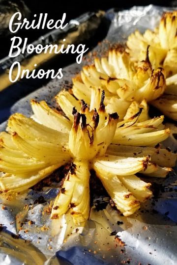 Blooming Onion Grill Recipe, Bbq Onions In Foil, Grilled Whole Onions In Foil, Grilled Blooming Onion, Grilled Onions In Foil, Grilled Blooming Onion Recipe, Onions On The Grill, Bbq Onions, Kamado Grill Recipes