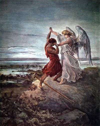 Jacob Wrestling With The Angel, Wrestling With The Angel, Angel Posters, Gustave Dore, Art Sacre, San Michele, Biblical Art, Jesus Christus, Painting Reproductions