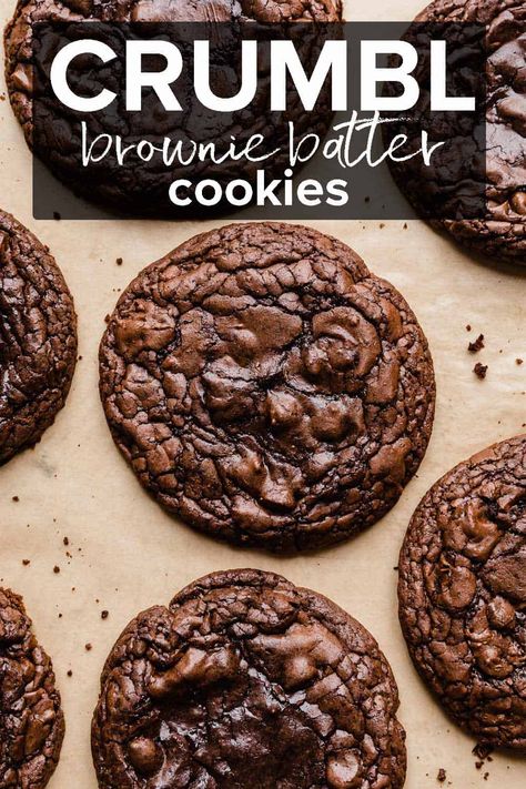 These Crumbl Brownie Batter Cookies have crackly tops and fudgy centers. They taste just like brownies but in cookie form! Essen, Preachers Cake, Brownie Batter Cookies, Crumbl Cookie Recipe, Momofuku Cake, Chesse Cake, Crumble Cookie Recipe, Chantilly Cake, Amazing Cupcakes