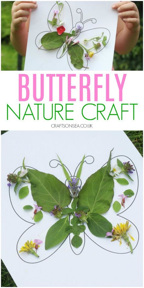 Butterfly Nature Craft Spring Crafts Eyfs, Spring Art School, Bugs Toddler Crafts, Eyfs Summer Crafts, Spring Crafts For Kids Toddlers, Butterfly Activities Eyfs, Homeschool Arts And Crafts, Playgroup Craft Ideas, Camp Kids Activities