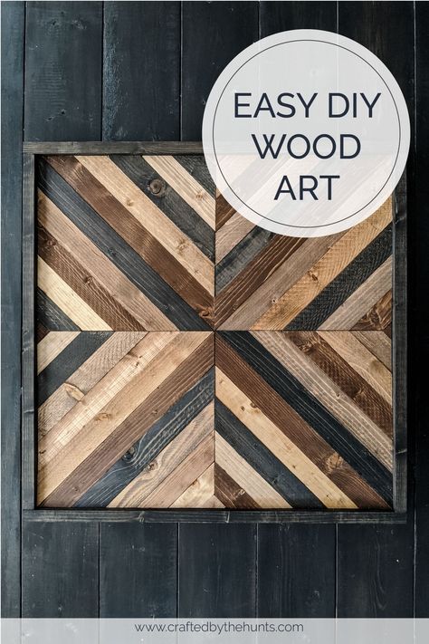 Learn how to make wood art in this simple DIY tutorial! This geometric stained wood art is the perfect wall decor for any wall in your home! #homedecor #decorating #diyproject #diydecor #wallart #woodart #walldecor Diy Wood Art, Diy Wood Wall, Wood Art Diy, Wooden Artwork, Wood Wall Art Diy, Diy Holz, Barn Quilt, Geometric Wall Art, Into The Woods