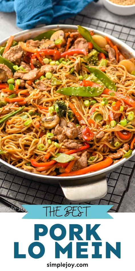 Essen, Pork Low Mein, Lo Mein Recipe Pork, Pork Lo Mein Recipe, Pork Lo Mein, Pork Chow Mein, Asian Pork Recipes, Leftover Pork Tenderloin, Beef Noodle Stir Fry