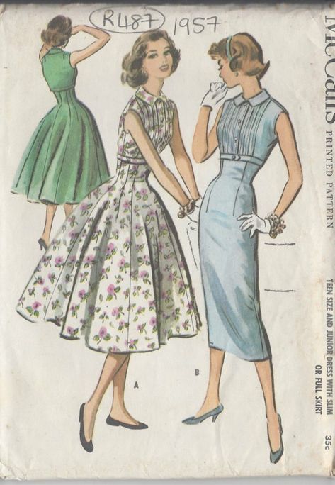 1957-Vintage-Sewing-Pattern-B31-12-DRESS-R487-251151156578 1950s Sewing Patterns, Vintage Vogue Sewing Patterns, Scale Pattern, Vintage Dress Patterns, Vogue Sewing, Vogue Sewing Patterns, Mccalls Patterns, Couture Vintage, Vestidos Vintage