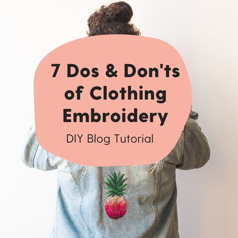 So you want to embroidery a t-shirt or spruce up that old jean jacket? Before you get stitching, check out these 7 helpful tips for hand embroidering on any garment. Add Embroidery To Clothes, What Can You Do With Embroidery, How To Embroider On A Tshirt, Embroidery On Denim Shirt, Embroidery To Hide Stain, Hand Embroidery How To, Embroidered T Shirt Diy, How To Embroider A Shirt, Embroidery Denim Jacket Diy