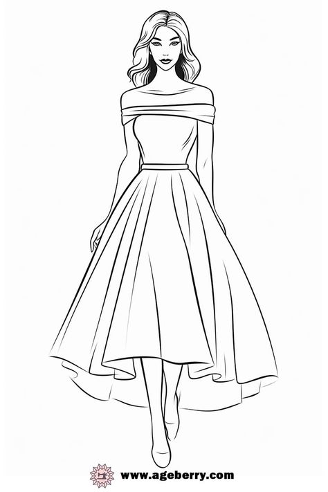 Discover the joy and creativity of fashion with our collection of dress coloring pages. Perfect for fashion enthusiasts and aspiring designers, these pages offer a fun way to explore color combinations and design details. Whether you choose to color digitally or prefer the tactile experience of coloring by hand, these sheets provide a canvas for your imagination. Experiment with different hues and patterns to bring these dresses to life, and print multiple copies to try various looks. Dive ... Different Prints Pattern, Colour In Fashion Design, Dresses Illustration Sketch, Fashion Outfits Drawing Art, Different Patterns Design, Croquis Fashion Illustration Dress, Designs For Dresses Drawing, Dresses Ideas Drawing, Fashion Coloring Pages Dresses