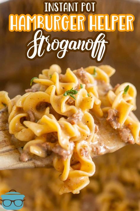 This Instant Pot Hamburger Helper Stroganoff is the homemade version of the popular box dinner mix. Still easy to make with simple and tasty ingredients! Instant Pot Hamburger Helper Stroganoff, Hamburger Helper Stroganoff, Hamburger Helper Beef Stroganoff, Instant Pot Hamburger Helper, Instant Pot Hamburger, Hamburger And Potatoes, Hamburger Helper Recipes, Country Cook, Stroganoff Recipe