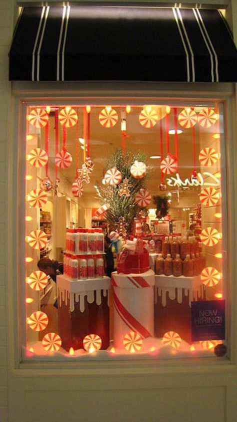 Christmas Window Store Displays, Candy Cane Christmas Window Display, Peppermint Window Display, Shop Christmas Window Display, Candy Shop Window Display, Xmas Shop Window Displays, Candy Cane Window Display, Store Window Christmas Displays, Christmas Store Window Displays