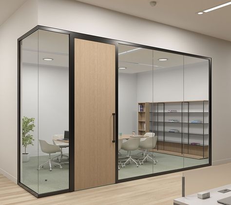 Office Partition Design, Glass Partition Designs, Glass Wall Design, Interior Kantor, Small Office Design, Industrial Office Design, Office Design Inspiration, Office Interior Design Modern, Modern Office Interiors