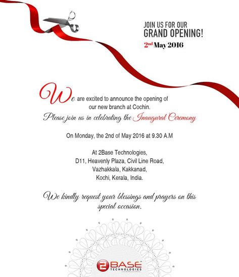 Hello, We are delighted to announce that we are opening our new branch at Cochin… | Shop opening invitation card, Grand opening invitations, Luxury invitation card Mobile Shop Opening Invitation Card, Inogration Card, Clinic Opening Invitation Card, Office Inauguration Invitation Card, Shop Inauguration Invitation Card, Opening Ceremony Invitation Card, Chamoli Uttarakhand, Opening Invitation Card, Shop Opening Invitation Card