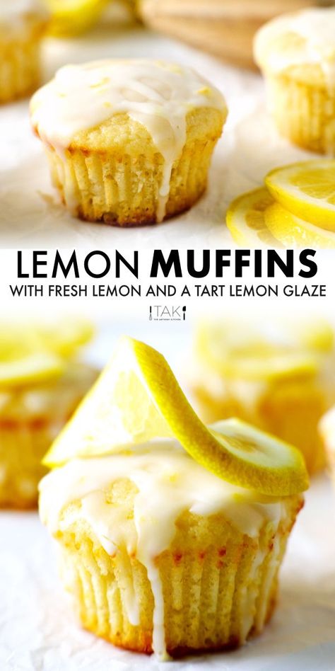 These Lemon Muffins come together in one-bowl quickly and easily! They have a moist, cake-like texture and come bursting with lemon flavor! Top them off with a zesty, 3-ingredient lemon glaze for some extra lemony goodness, and enjoy as a breakfast treat, dessert, or light snack! Lemon Muffins With Glaze, Lemon Loaf Muffins, One Bowl Muffin Recipes, Best Lemon Muffins, Easy Lemon Muffins, Lemon Coconut Muffins, Mini Lemon Muffins, Lemon Muffins Recipes, Lemon Breakfast Recipes