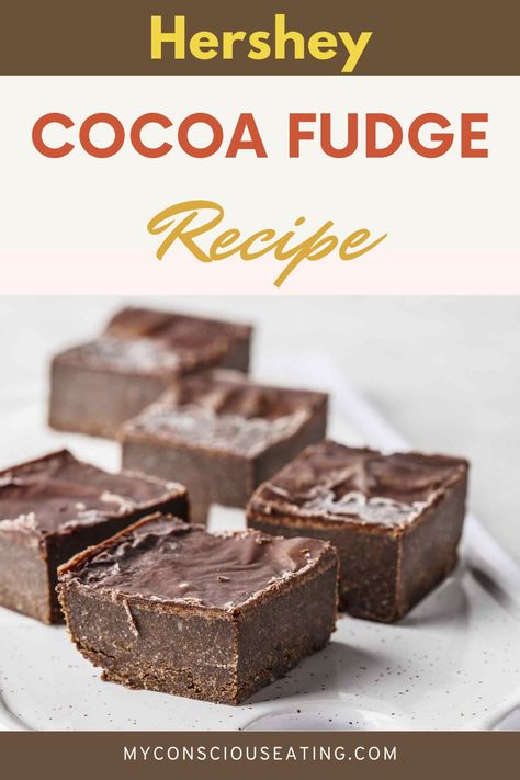 Create timeless memories with the Hershey Cocoa Fudge recipe. This classic fudge is rich, chocolatey, and melts in your mouth, making it a really great treat for sharing with loved ones or savoring by yourself. (That last part is what I zero in on!). #HersheyCocoaFudge Easy Fudge With Cocoa Powder, Hershey Cocoa Fudge Recipe, Hershey Cocoa Fudge, Cocoa Fudge Recipe, Hersheys Cocoa Fudge, Classic Fudge, Cocoa Fudge, Hershey Recipes, Fudge Ingredients