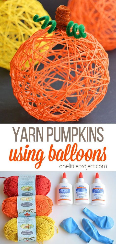 Yarn Pumpkins, October Crafts, Halloween Arts And Crafts, Fall Arts And Crafts, Fun Fall Crafts, Homeschool Crafts, Easy Fall Crafts, Manualidades Halloween, Fall Craft