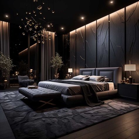 Mansion Bedroom, Bedroom Ideas Aesthetic, Modern Luxury Bedroom, تصميم للمنزل العصري, Luxury Bedroom Design, Bed Design Modern, Black Bedroom, Mansion Interior, Luxury Rooms