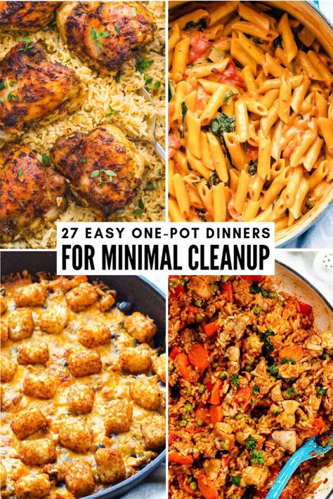 Why spend ages cleaning up after dinner when you can use recipes for dishes that only call for one pot or pan? Our favorite weeknight dinners are easy to make and even easier to clean up. These easy one-pot dinnner recipes are prepared in a single pot, sheet pan or skillet. One Pot Dinners, Fast Dinner Recipes, One Pot Dinner, Easy One Pot Meals, Fast Dinners, Cheap Dinners, Family Dinner Recipes, Quick Dinner Recipes, Weeknight Dinners