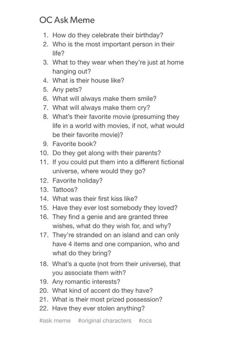 Character Question Sheet, Things To Ask About Your Character, Questions To Ask Ocs, Questions About Characters, Questions To Help Develop Your Character, Character Building Prompts, Otp Question Sheet, Story Ideas For Ocs, Questions To Ask About Your Ocs