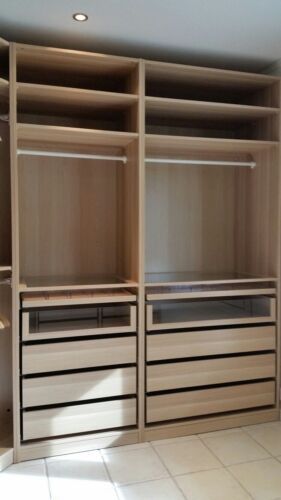 Wardrobe Ideas Ikea, Pax Drawers, Kids Bedroom Wardrobe, Ikea Built In Wardrobes, Wardrobe Inside Design, Wardrobe Internal, Bedroom Cupboard Ideas, Wardrobe Internal Design, Wardrobe Ikea