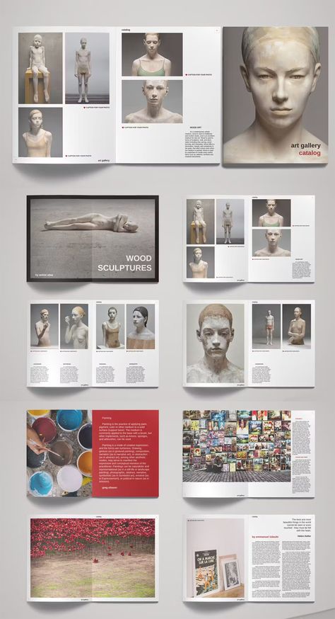 Art Gallery Exhibition Catalog Template InDesign Art Gallery Brochure Design, Art Catalogue Layout, Art Portfolio Template, Art Exhibition Brochure Design, Fine Art Portfolio Layout, Exhibition Book Design, Artist Catalogue Design, Art Portfolio Design Layout, Art Exhibition Catalogue Design